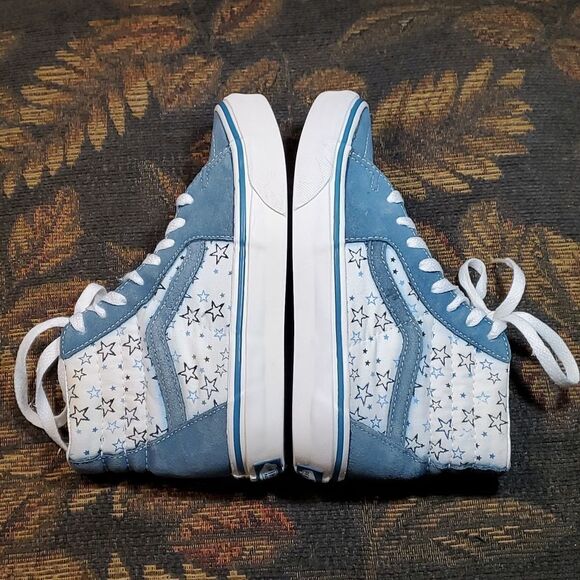 Van's Old Skool Blue Suede High Tops with Stars - Picture 4 of 7